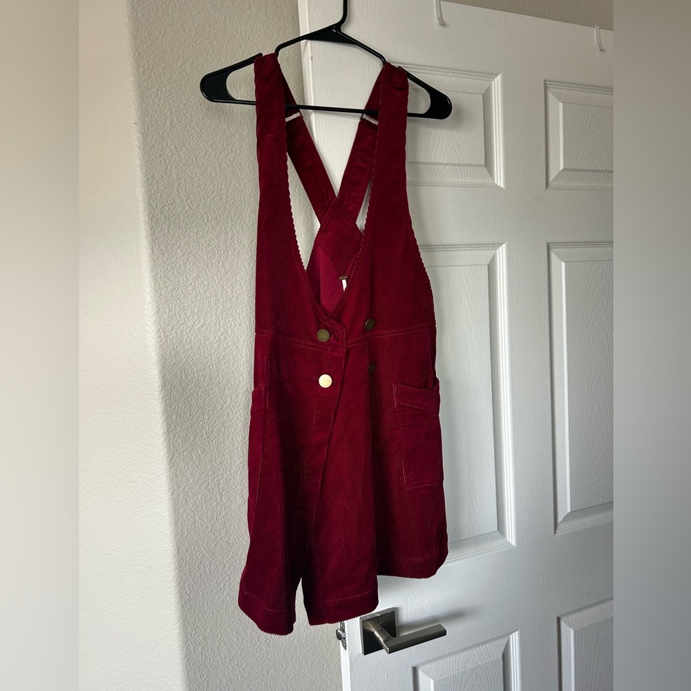 red Free People corduroy jumper skirt coveralls